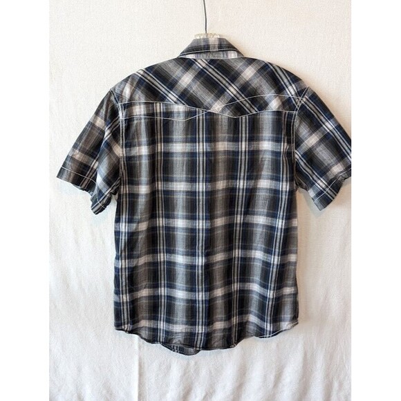 Men's BKE Blue/White Plaid Collared Button Up Short Sleeve Shirt Size Large - Picture 6 of 6